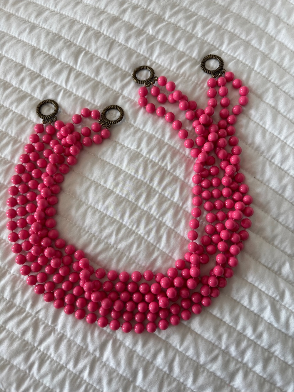 Vintage set of two Pink Multi-Strand Beaded Curtain Tieback
